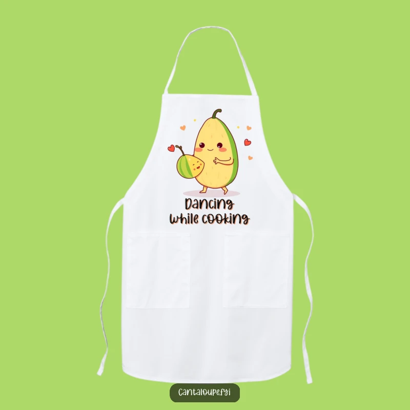 Funny Dance Party Apron: Cantaloupe Waltz Character, Kitchen Gift