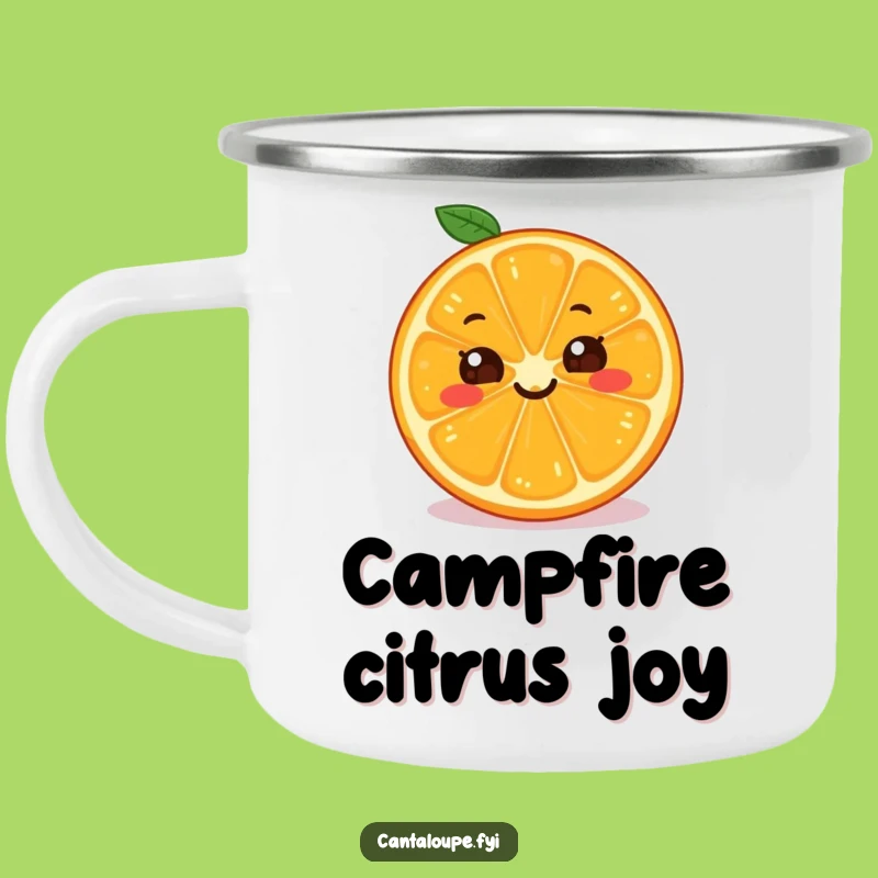 Funny Orange Slice Camp Mug: Durable Citrus Enamel Cup, Ideal Funny Gift
