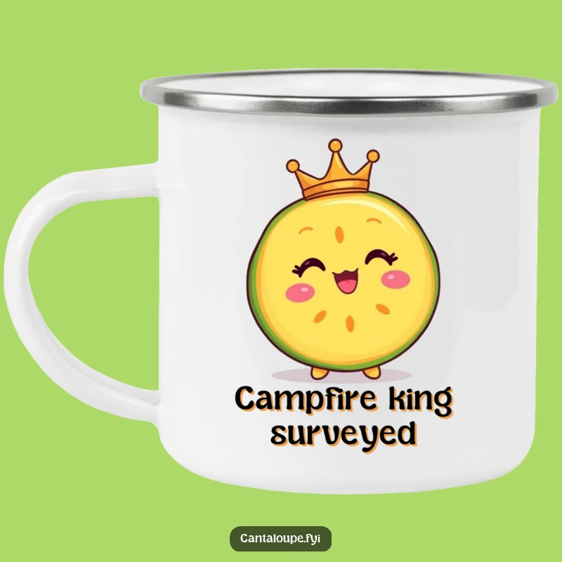 Funny Royal Melon Camping Mug - Delighted Cantaloupe Crown, Regal Outdoor Gift