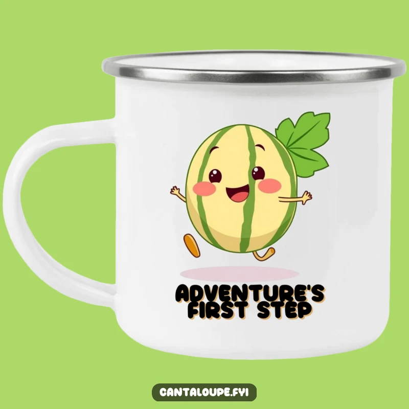 Funny Cantaloupe Camping Mug: Bouncy Fruit Character for Adventurous Sips
