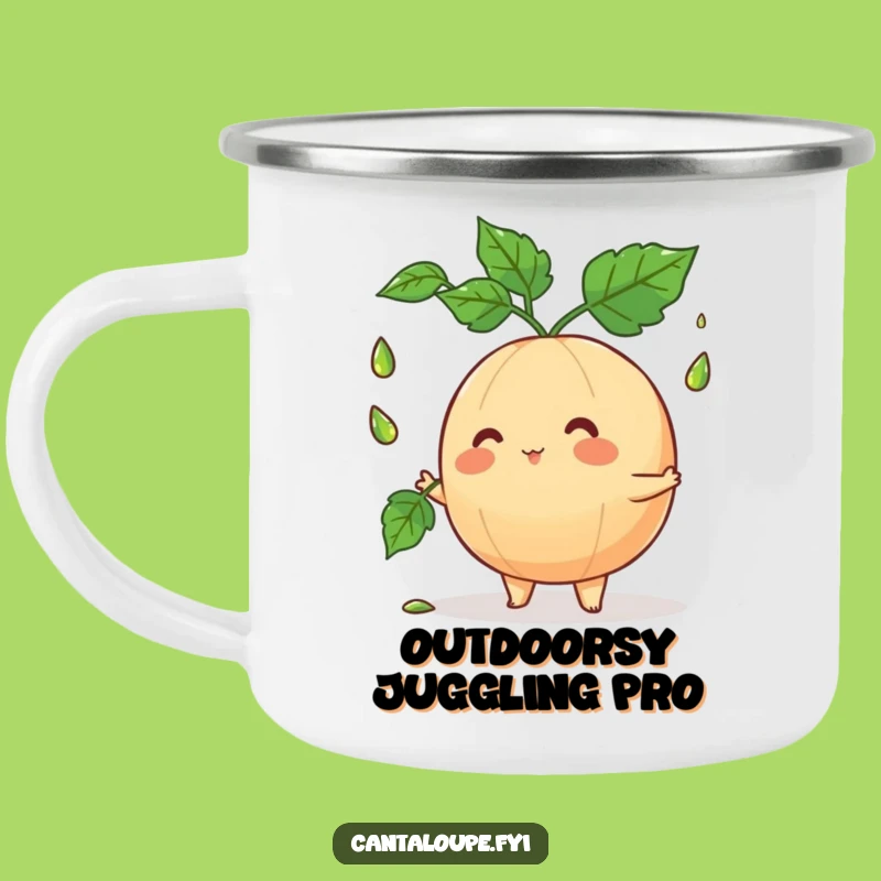 Funny Cantaloupe Juggler Camping Mug: Adventure Fuelled by Fruity Comedy