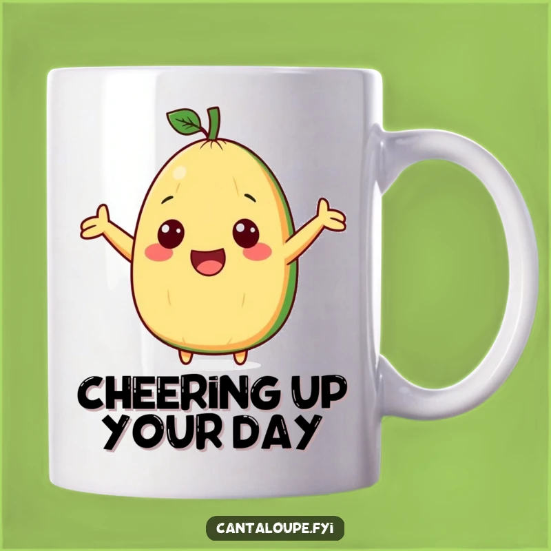 Funny Cantaloupe Cheer Mug - Enthusiastic Fruit Gift for Game Day Fun