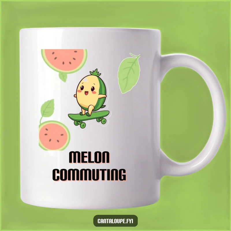 Funny Melon Skater Mug: Cantaloupe Rides Watermelon, Cool Gift for Riders!