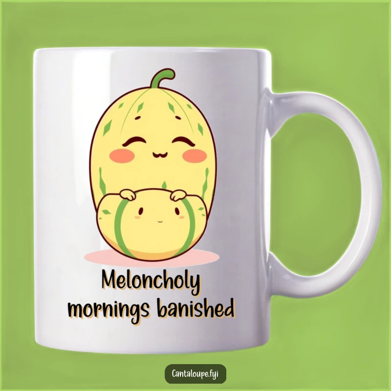 Funny Winking Cantaloupe Mug - Balancing Act Comedy Fruit Gift