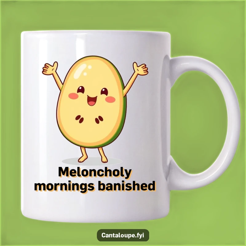 Funny Cantaloupe Slice Dancing Mug, A Hilarious Fruit Gift for Joyful Mornings