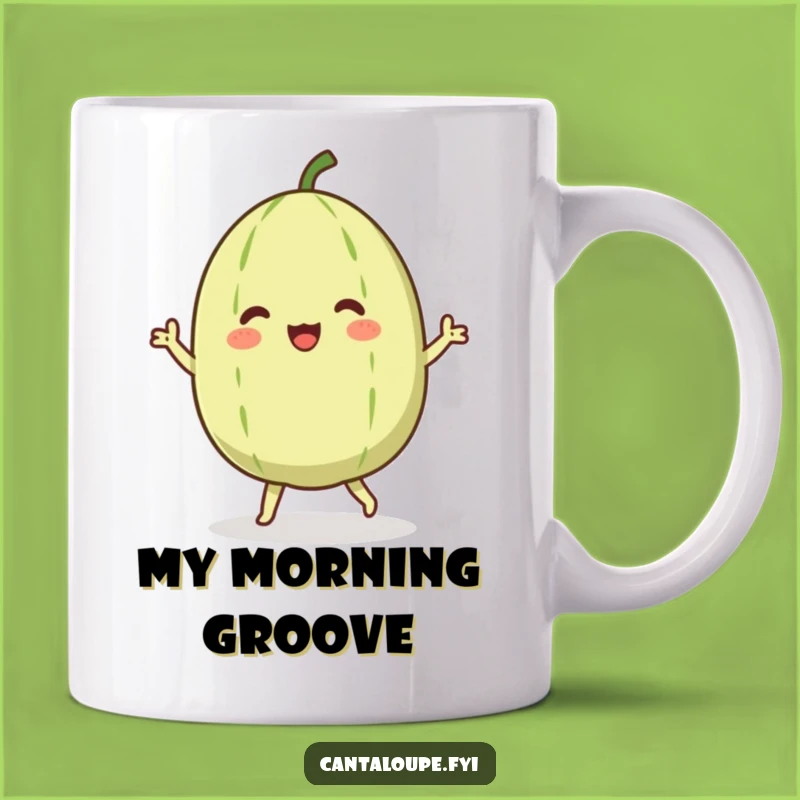 Funny Dancing Cantaloupe Mug: A Joyful Melon's Happy Dance, Perfect Gift