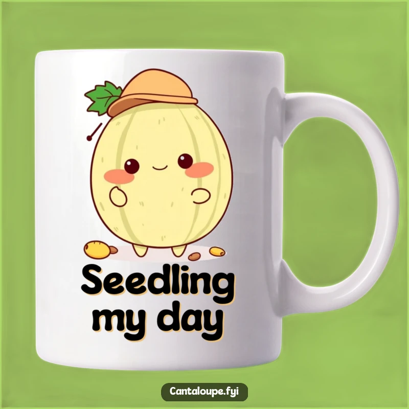 Funny Melon Hat Juggler Mug: Cantaloupe Character with Tiny Hat, A Whimsical Gift Idea