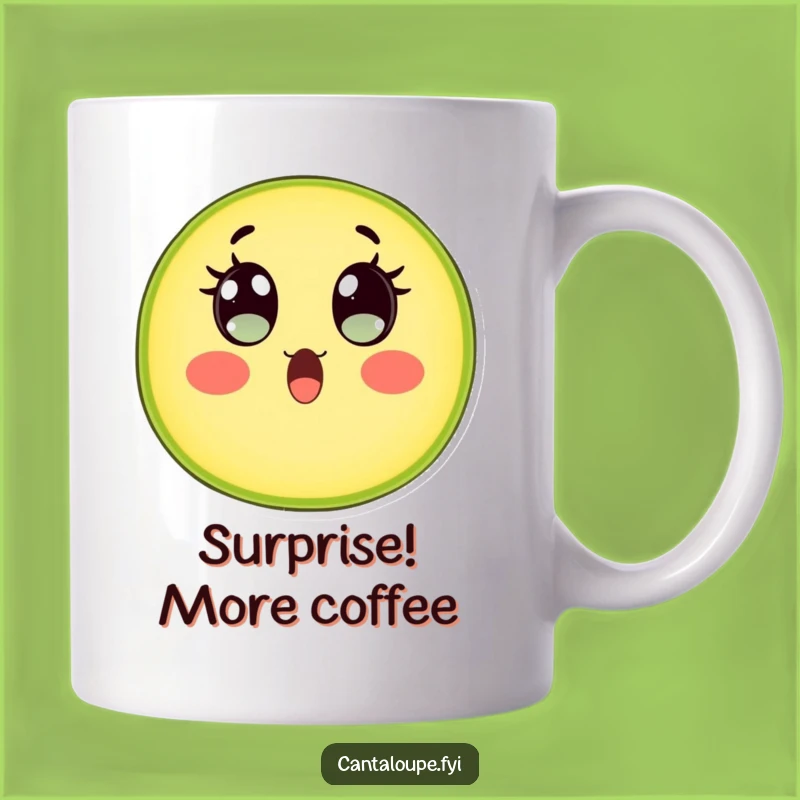 Funny Surprised Cantaloupe Mug: A Hilarious Fruit Character Gift for Shocked Lovers