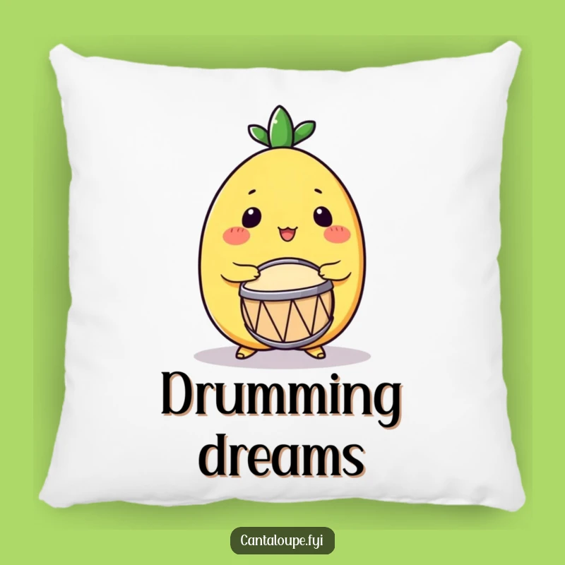 Funny Drumming Cantaloupe Pillow: Cozy Melon Character, Rhythmic Cushion, Gift