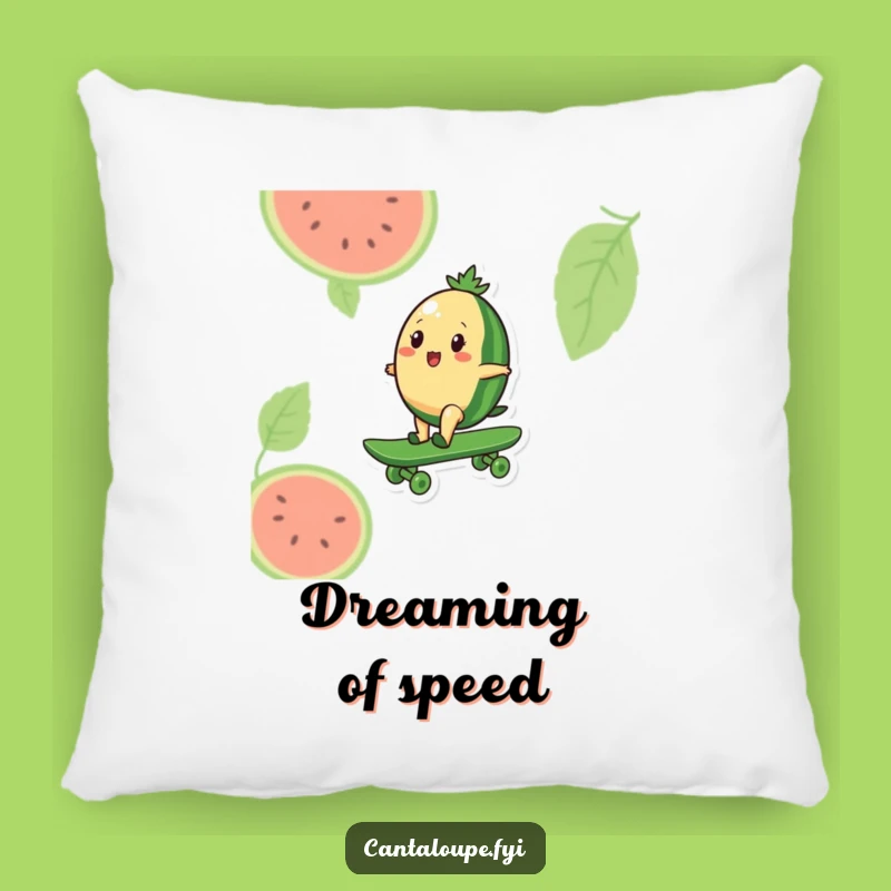 Funny Melon Skater Pillow: Cantaloupe's Watermelon Comfort, Cool Gift!
