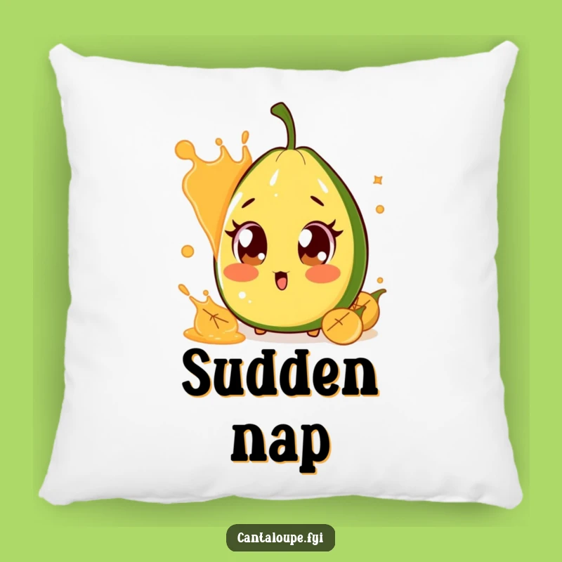Funny Surprised Cantaloupe Pillow: Cozy Melon Character, Wide-Eyed Cushion, Gift