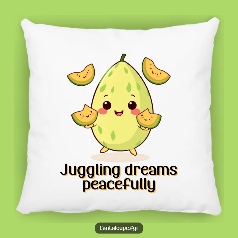 Funny Juggling Cantaloupe Pillow, Cozy Melon Artist Cushion, Adorable Funny Gift