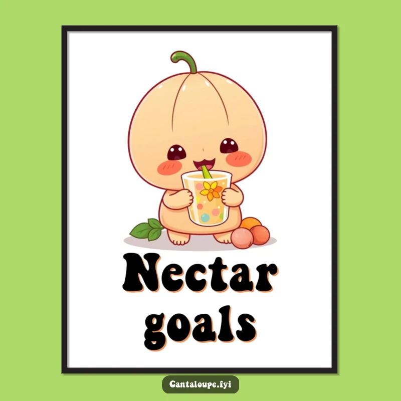 Funny Cantaloupe Digital Art: Happy Slurping for Instant Humorous Decor Funny Gift