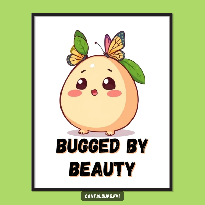 Funny Cantaloupe Digital Art: Surprise Butterfly Moment for Instant Humorous Decor Gift