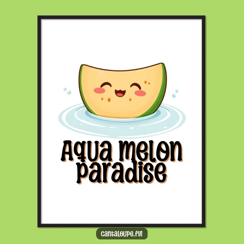 Funny Giggling Melon Digital Art - Bobbing Cantaloupe, Refreshing Wall Decor Gift