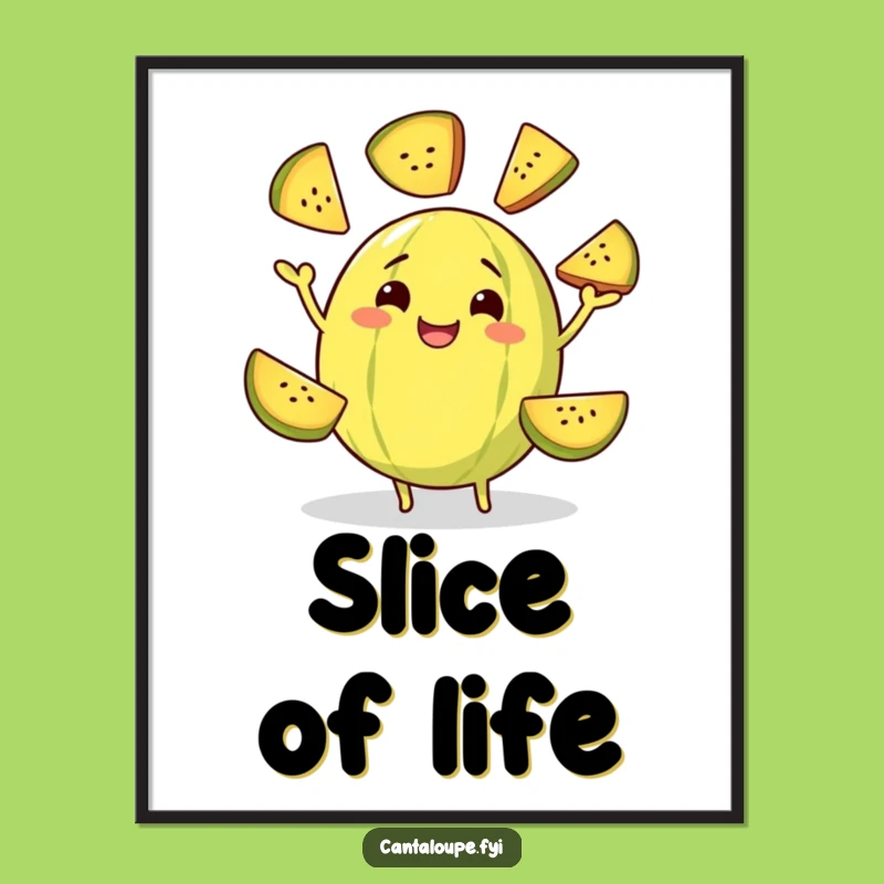 Funny Juggling Cantaloupe Digital Print: Melon Slice Art, Instant Performance Piece!