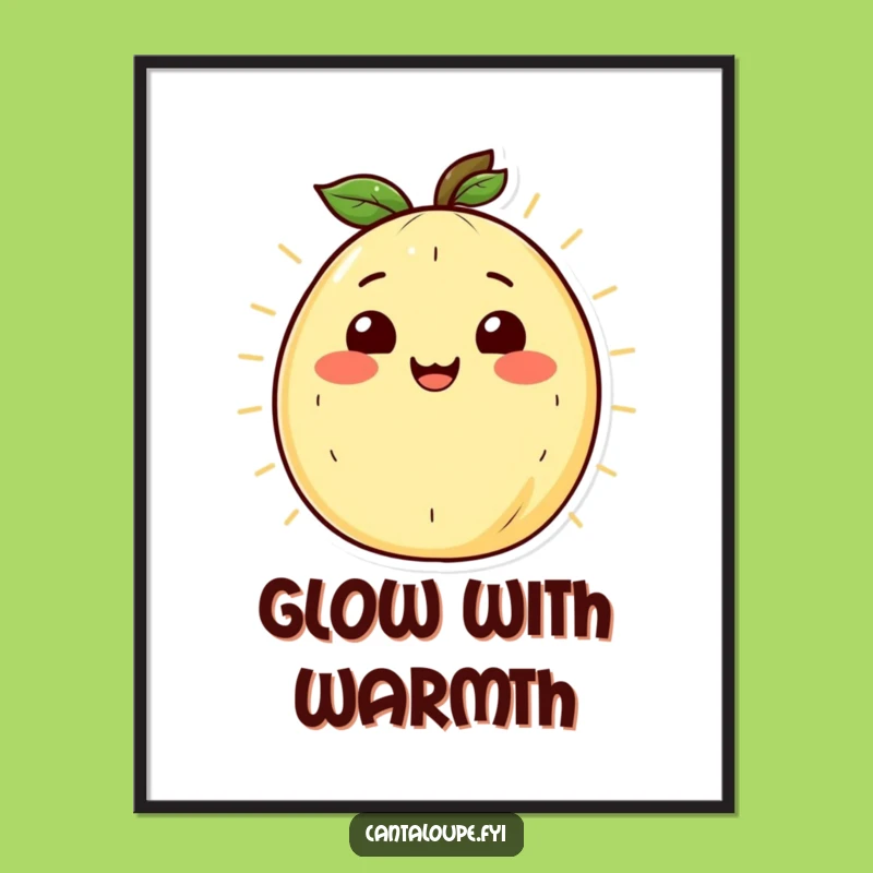 Funny Radiant Cantaloupe Digital Art: Warm Smile Decor, Instant Funny Gift Download