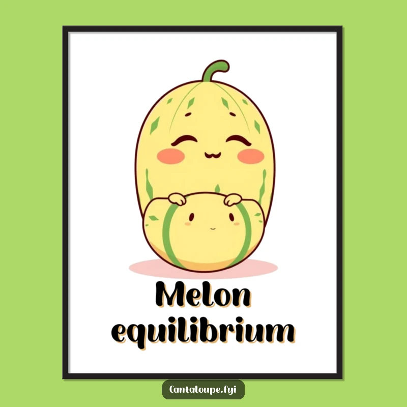 Funny Winking Cantaloupe Art Print - Balancing Act Digital Download