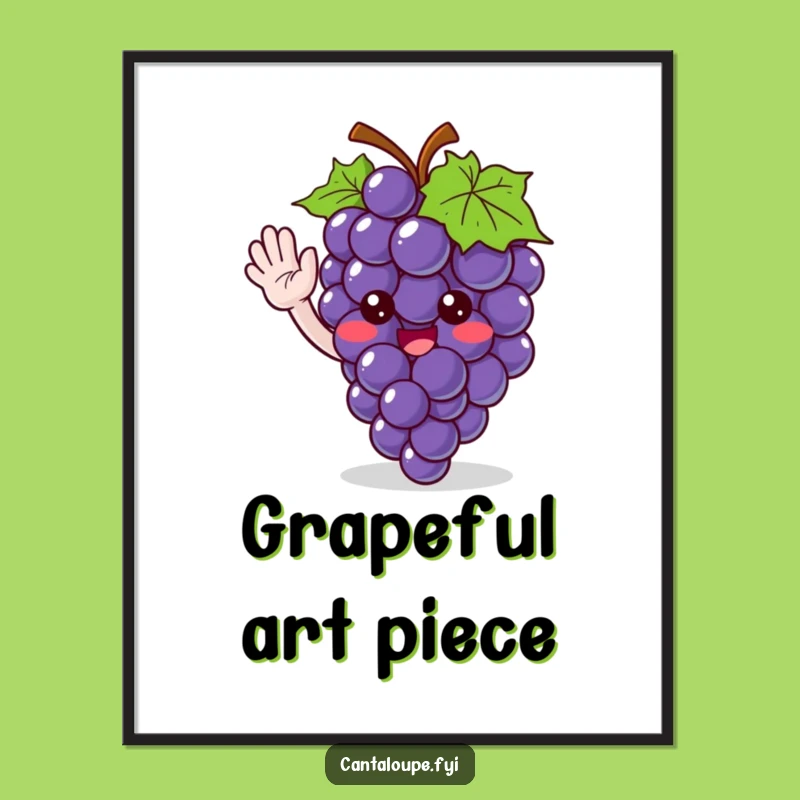 Funny Digital Art: Grape Bunch Character, Instant Quirky Decor