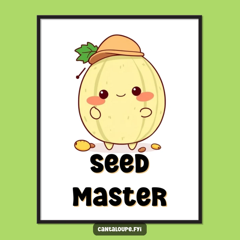 Funny Melon Hat Juggler Digital Art: Cantaloupe Character, Tiny Hat, Whimsical Print