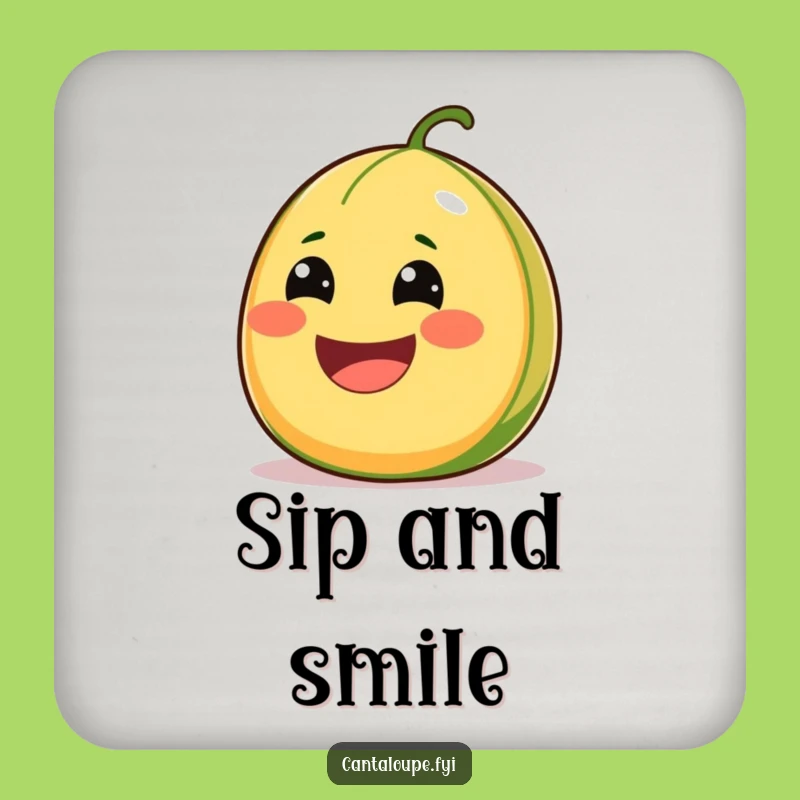 Funny Cantaloupe Smile Drink Coaster: Protect Surfaces with Juicy, Comedic Style - Gift Idea