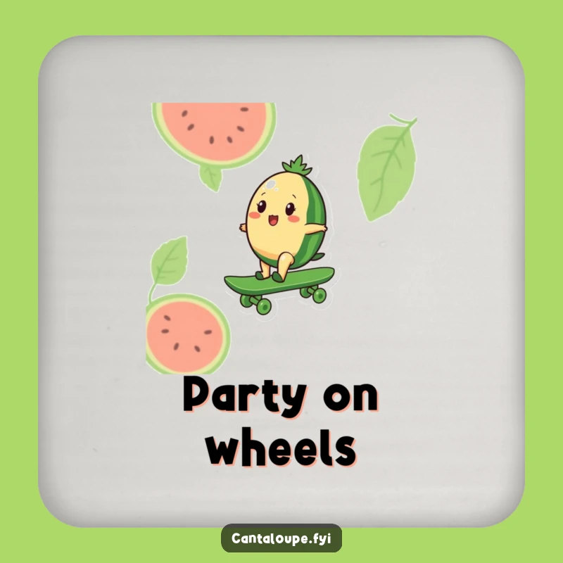 Funny Melon Skater Coaster Set: Cantaloupe's Watermelon Ride, Protect Your Surface!