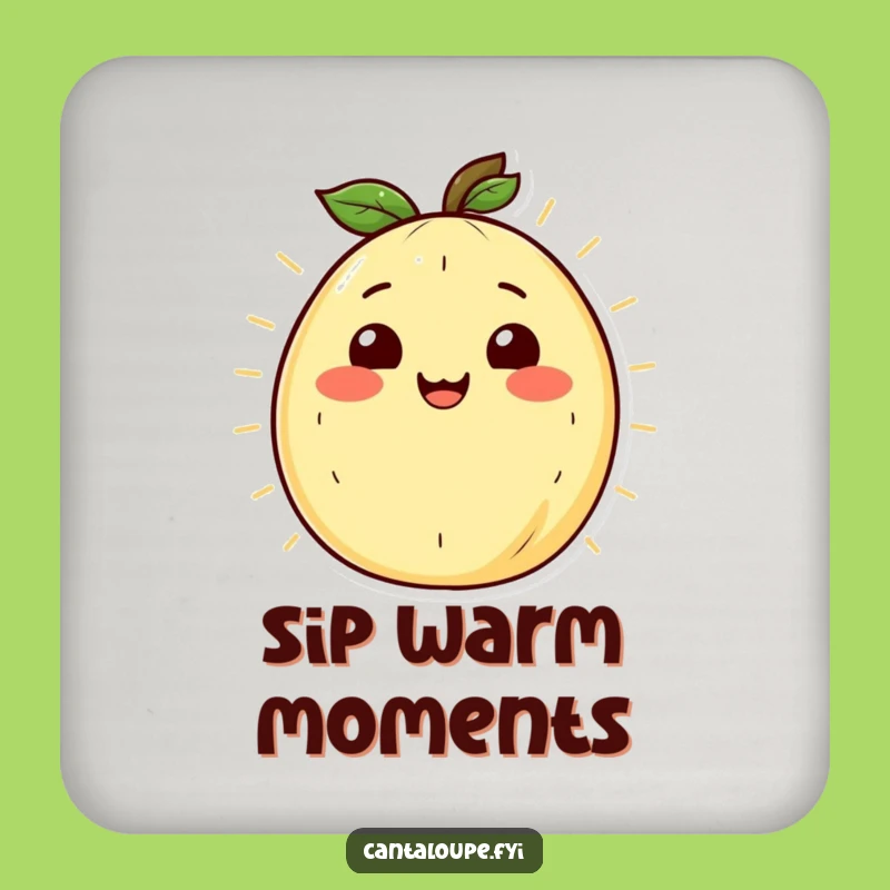 Funny Radiant Cantaloupe Coaster: Protect Surfaces with Warmth and Smiles, Unique Funny Gift