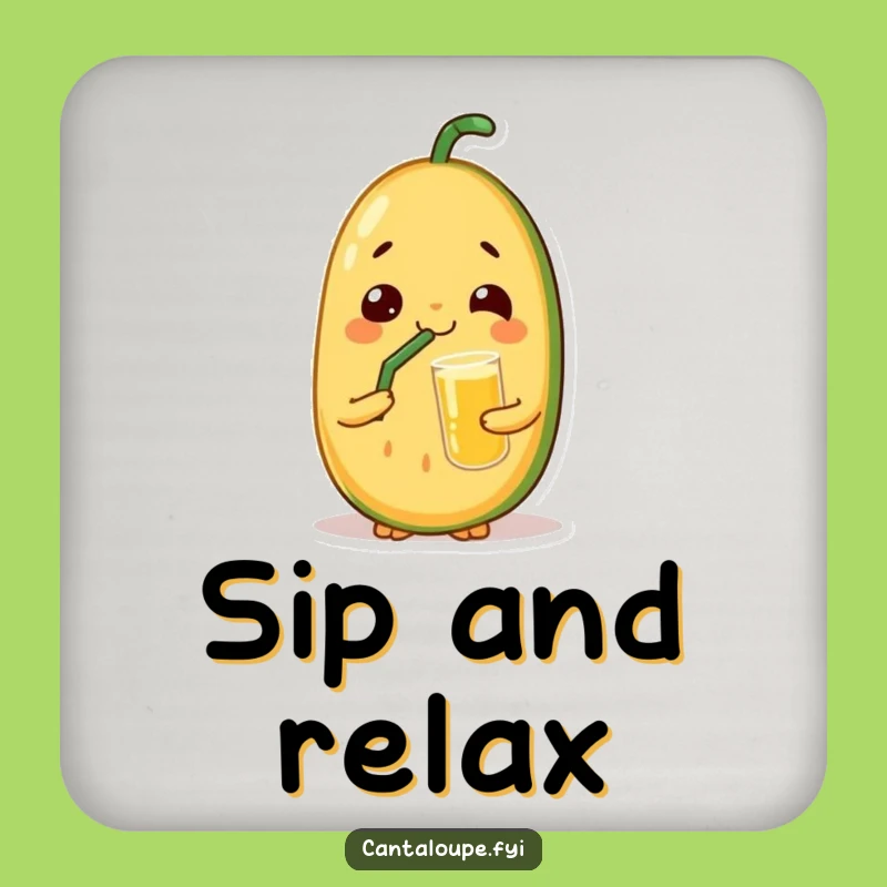 Funny Relaxed Melon Coaster Set: Cantaloupe's Juice Sip, Protect Your Surface!