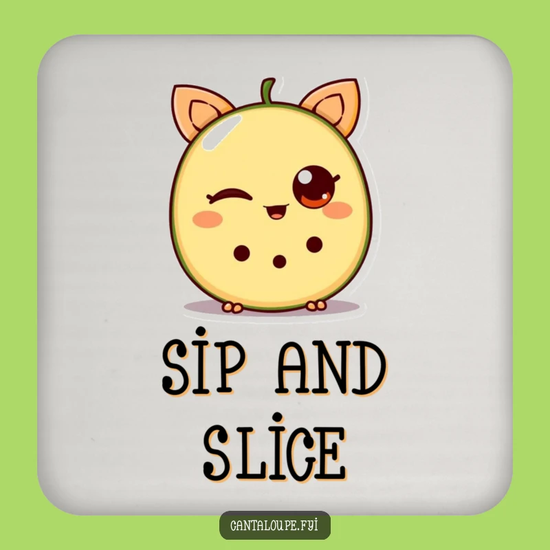 Funny Winking Cantaloupe Wedge Coaster: Protect Surfaces with Hilarious Fruit Flair Gift