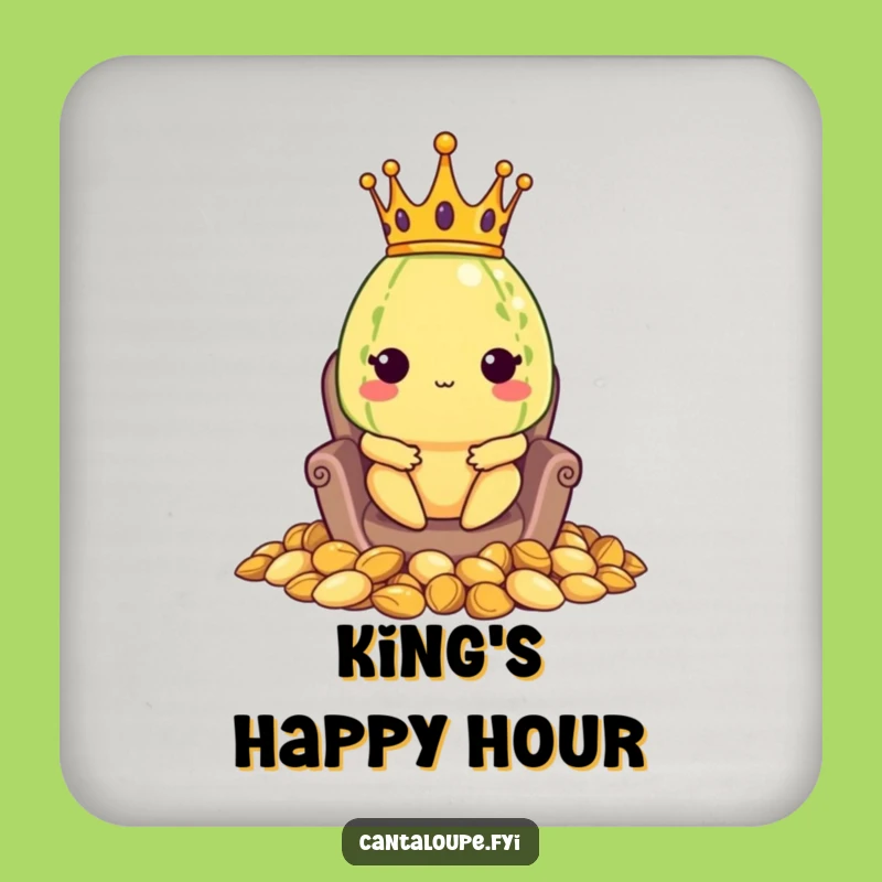 Funny Melon King Coaster Set: Cantaloupe's Seed Throne, Protect Your Royal Table!