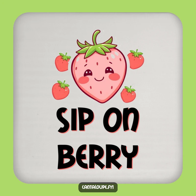 Funny Strawberry Coaster: Silly Face Drink Protector, Charming Humorous Gift Set