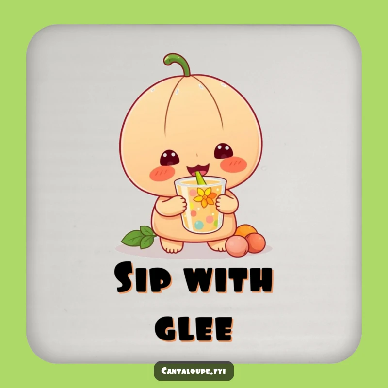 Funny Cantaloupe Coaster: Protect Surfaces with Happy Slurping Funny Gift