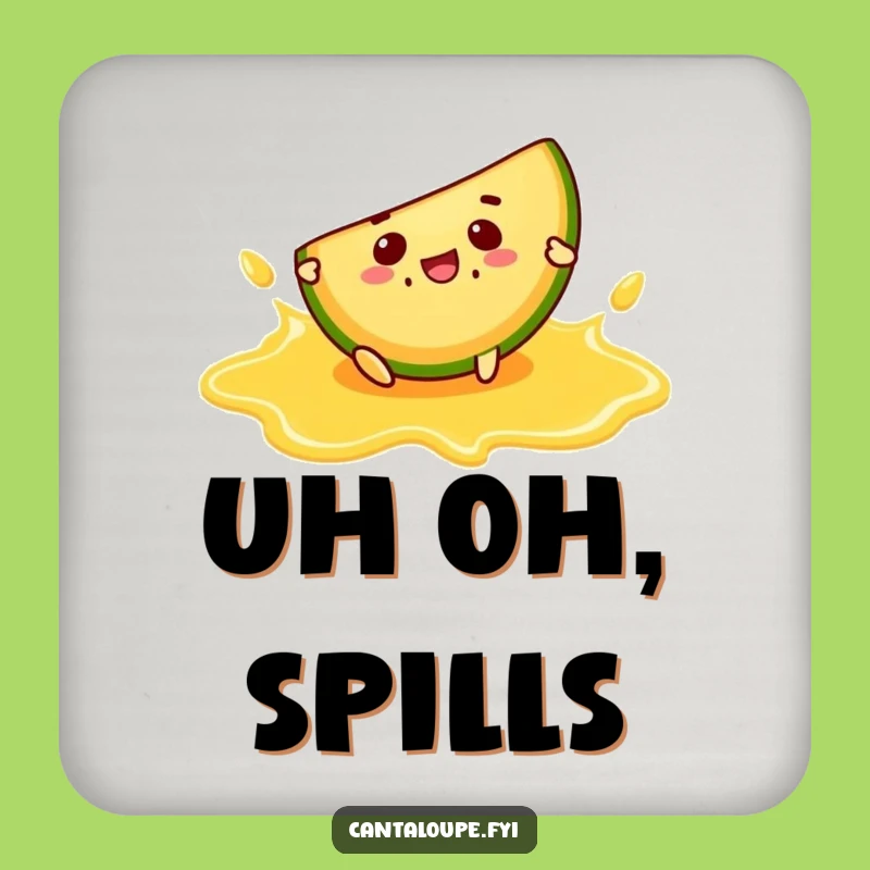 Funny Slip Coaster: Juice Mishap, Comical Character Drink Protector