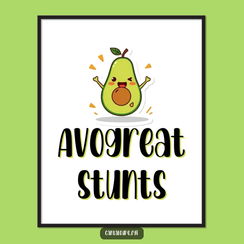 Funny Avocado Art Poster: Silly Healthy Character Decor, Vibrant Funny Gift