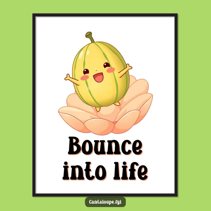 Funny Cantaloupe Bouncing Poster: Wall Art That Radiates Pure Joy