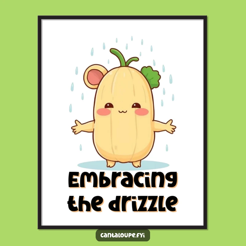 Funny Cantaloupe Rain Shower Poster: Art That Brings Gentle Cheer