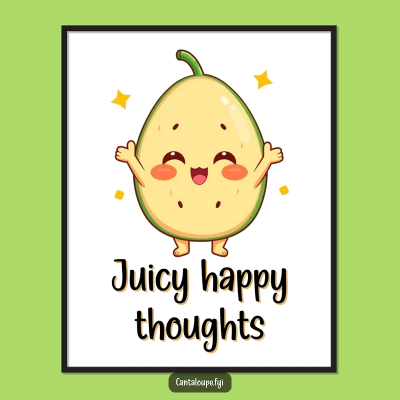 Funny Cantaloupe Cheer Poster: Vibrant Sunny Disposition Art Print, Perfect Funny Gift Decor
