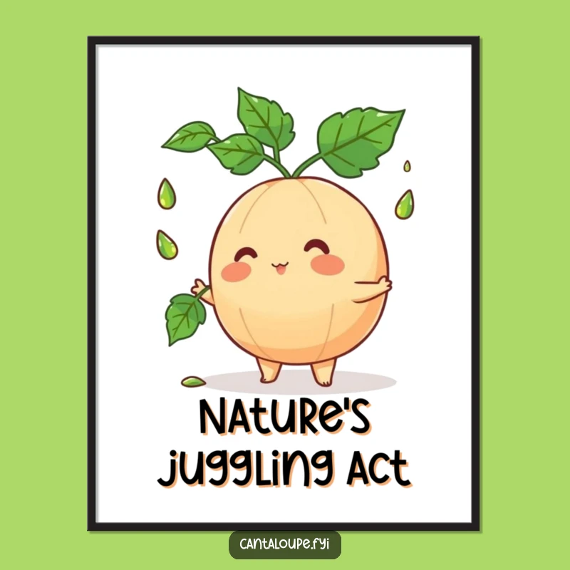 Funny Cantaloupe Juggler Poster: Wall Art That Brings Fruitful Laughter