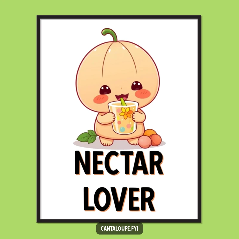 Funny Cantaloupe Poster: Happy Slurping for a Cheerful Wall Art Funny Gift