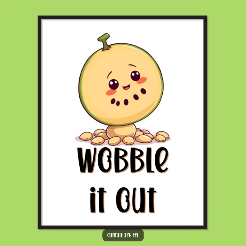 Funny Cantaloupe Slice Balance Poster - Whimsical Fruit Art Print