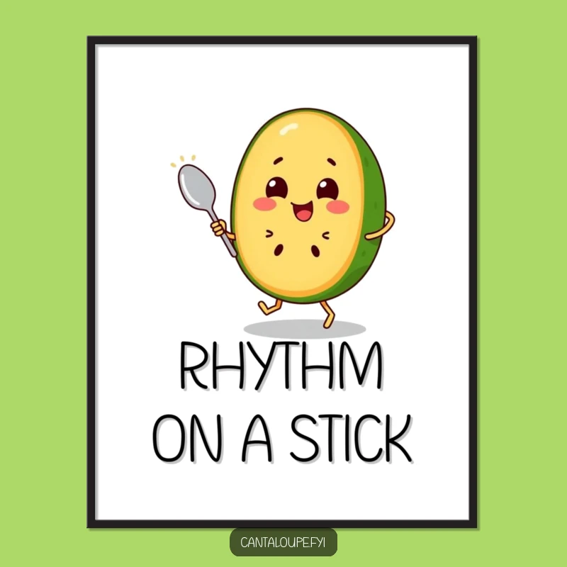Funny Dancing Cantaloupe Poster: Vibrant Wall Art of a Hilarious Fruit Dancer