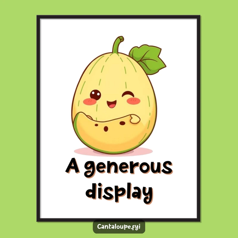 Funny Fruitful Living Poster: Cantaloupe Character Art, Decor Gift