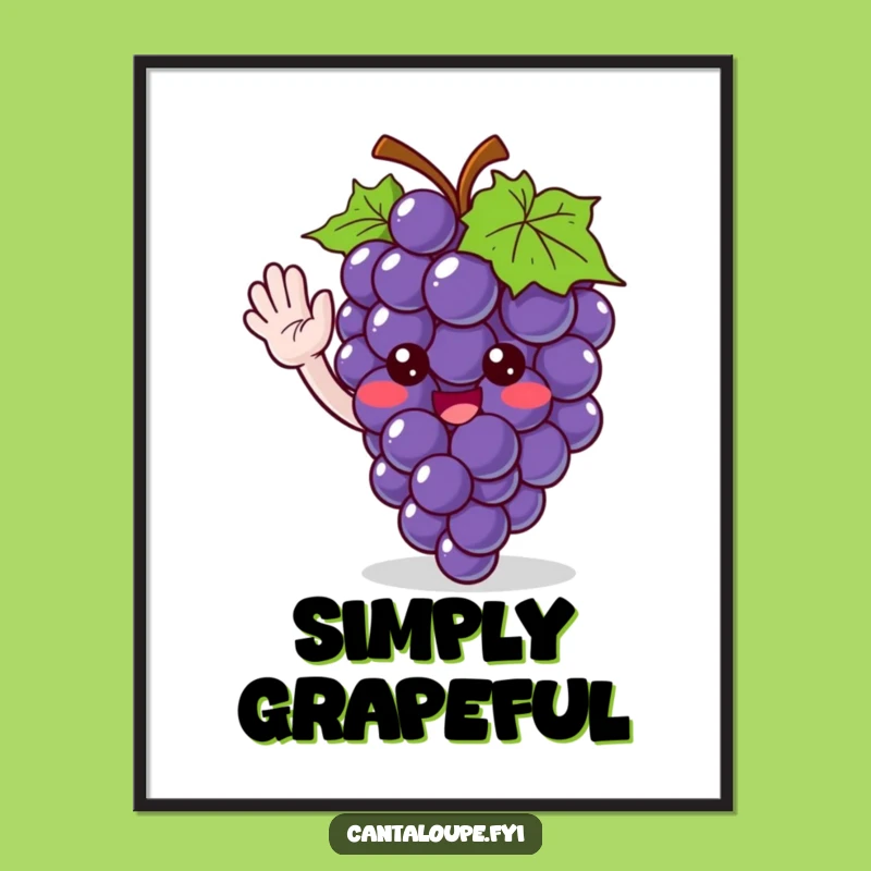 Funny Grape Poster: Waving Character Art, Humorous Wall Decor