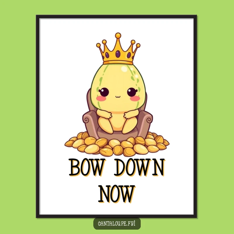 Funny Melon King Poster: Cantaloupe's Royal Seed Throne, Regal Wall Art Gift!