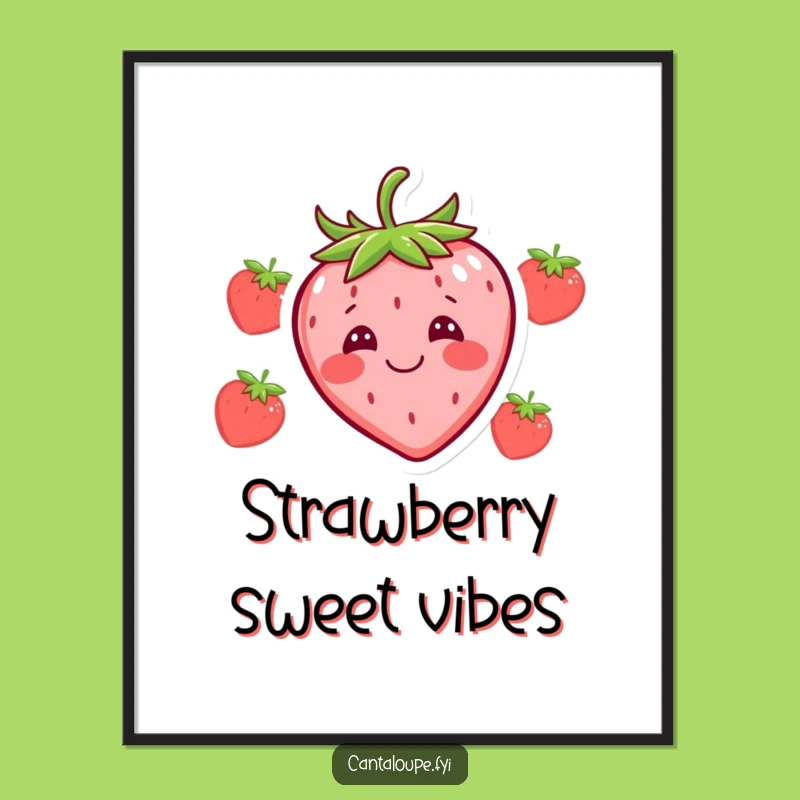 Funny Strawberry Poster: Silly Face Fruit Art Print, Whimsical Humorous Gift