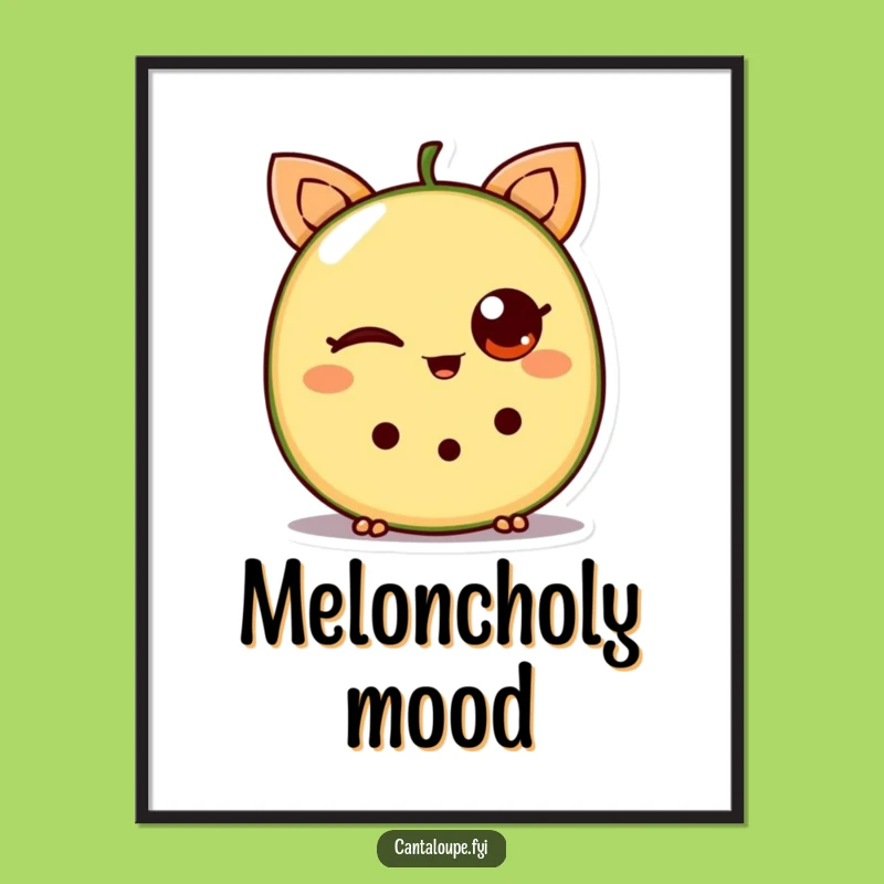 Funny Winking Cantaloupe Wedge Poster: Vibrant & Hilarious Fruit Art Gift