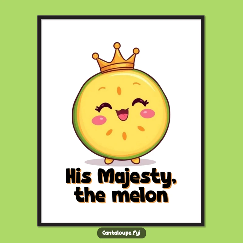 Funny Royal Melon Poster - Delighted Cantaloupe Crown, Regal Wall Art Gift