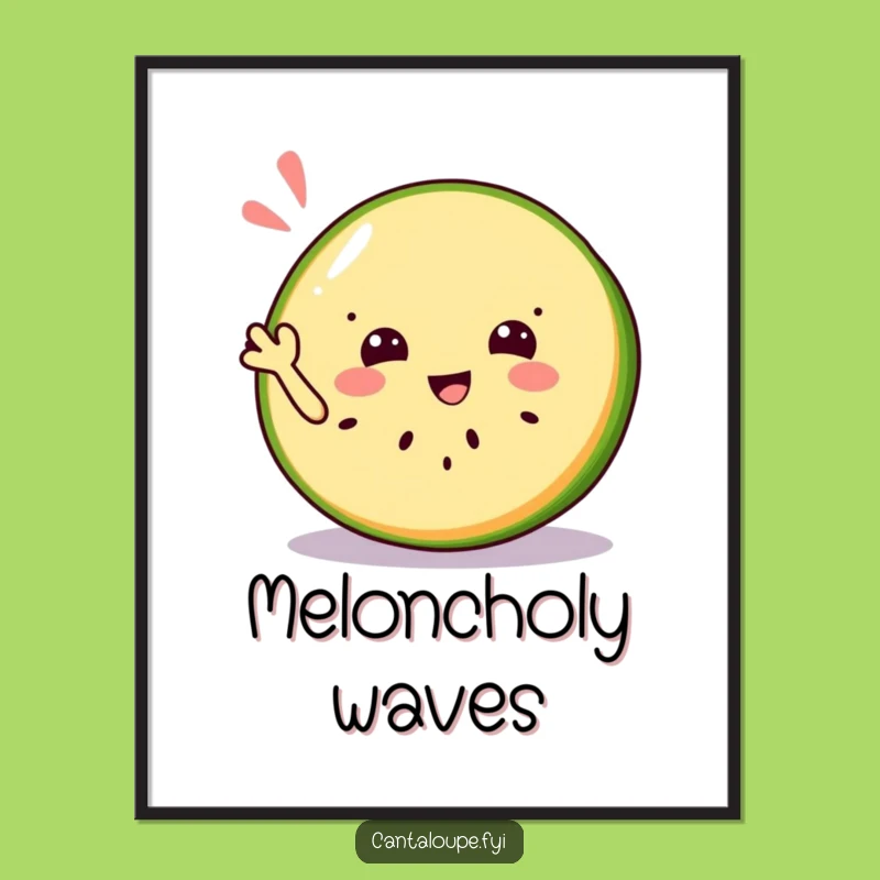 Funny Jolly Cantaloupe Wave Poster - Cheerful Fruit Art Print