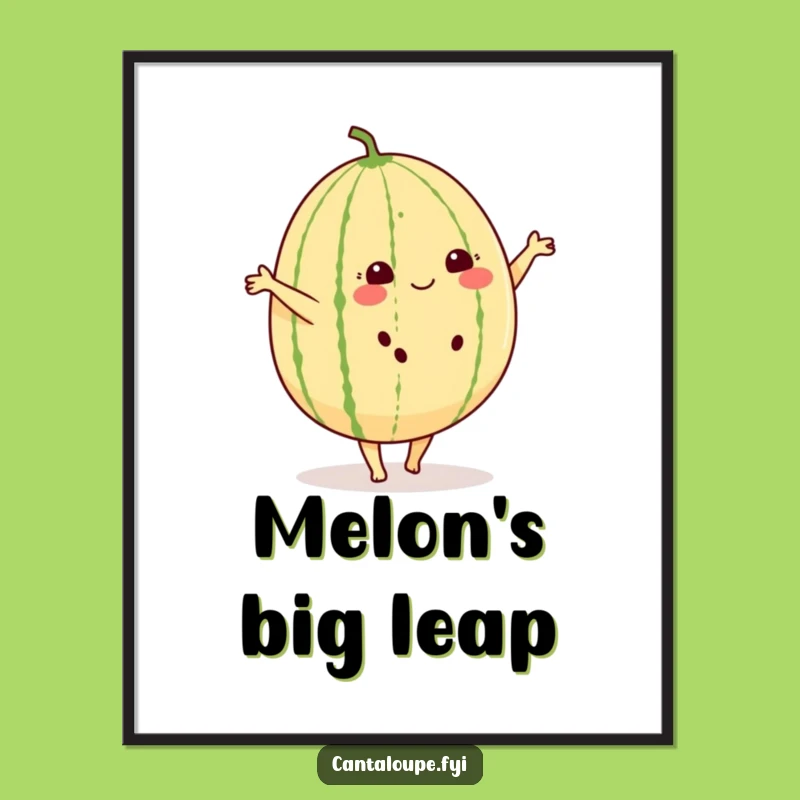 Funny Cantaloupe Cartwheel Poster: Fruity Art, Humorous Decor, Gift!