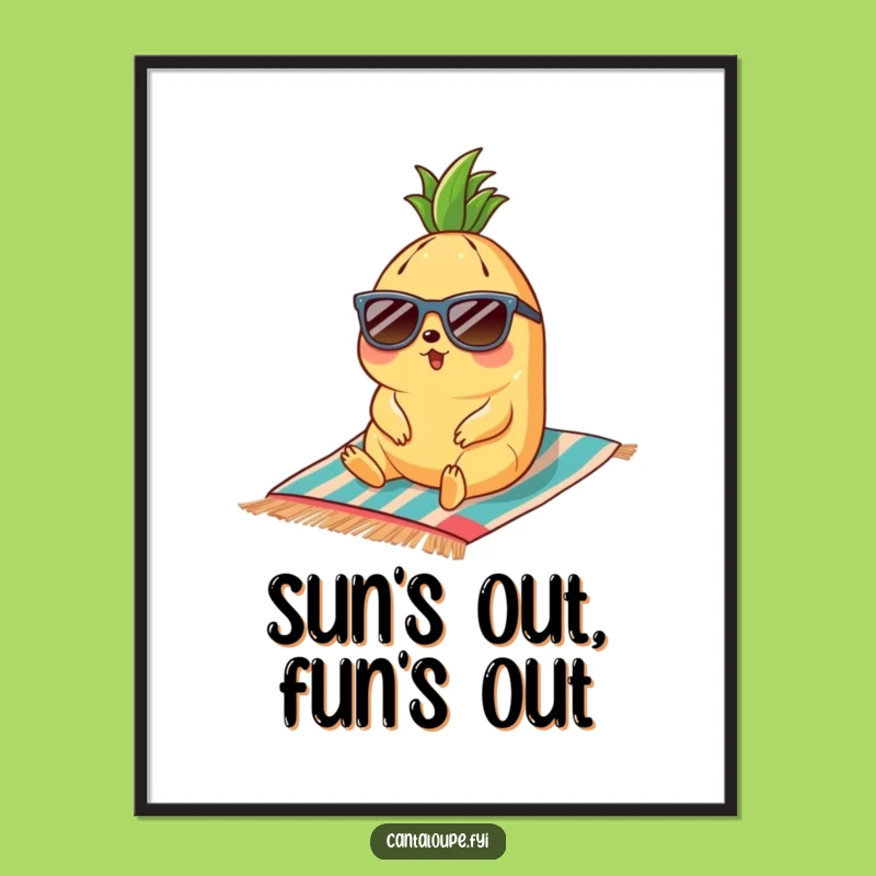 Funny Cantaloupe Beach Poster - Hilarious Tropical Escape Wall Art